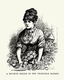 Images Dated 20th February 2018: Bouquet seller in the market, New Orleans 19th Century