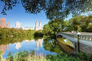 Buildings Collection: Bow bridge in springtime, Central Park, New York