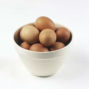 Medium Group Of Objects Gallery: Bowl full of brown eggs