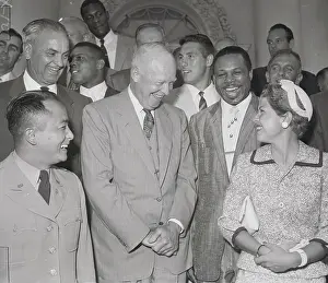 Boxer Archie Moore and Group with President Eisenhower