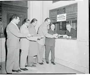 Edward J Prints: Boxer Primo Carnera During Registration