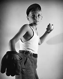Throwing Prints: Boy with Baseball and Glove