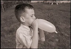 Blowing Prints: Boy Blowing a Balloon