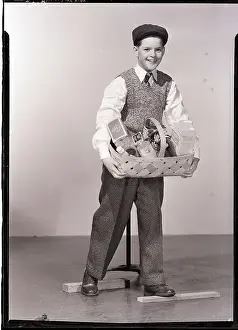 Delivery Prints: Boy Carrying Groceries In Basket
