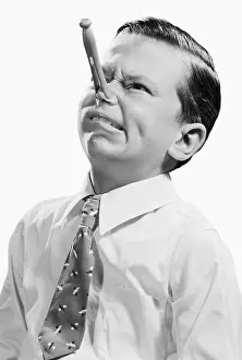 Grimacing Prints: Boy with Clothespin On Nose