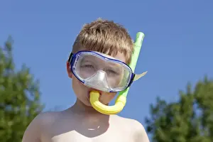 Holiday Time Prints: Boy with diving mask and snorkel, near Donja Klada, Kvarner Gulf, Croatia