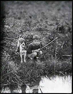 Stick Prints: Boy with Dog Fishing