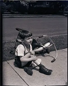 Tricycle Prints: Boy Fallen Off Tricycle and Holding Knee