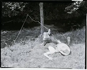 Overalls Prints: Boy Fishing in the Country