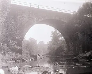 Baltimore Prints: Boy Fishing Under Oldest Arched Bridge