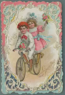 Boy and Girl Riding Bicycle