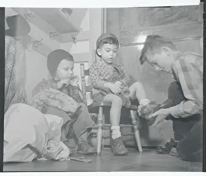 Winnetka Prints: Boy Helping Dress Nursery Schoolers