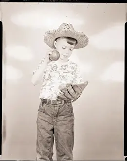 Boy Holding Baseball Glove