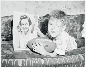 Gratitude Prints: Boy Holding Football and Photo of Debbie Reynolds