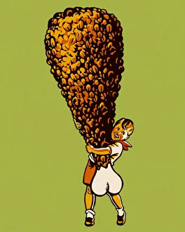 Retr Gallery: Boy Holding Giant Crispy Chicken Leg