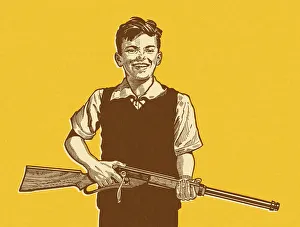 Facial Expressio Gallery: Boy Holding Rifle