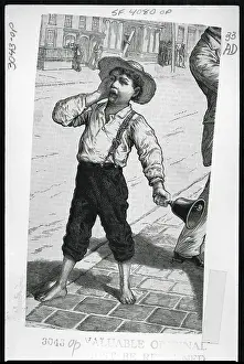 Ring Prints: Boy Making Announcement In Street W/Bell