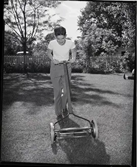 Yard Prints: Boy Mowing Lawn