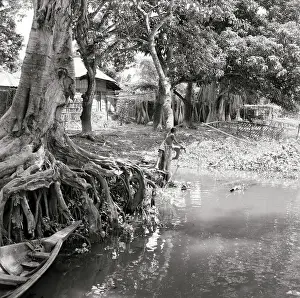 East Pakistan Prints: Boy Along Muddy Banks of His Village