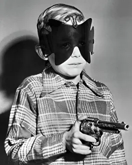 Toy Gun Prints: Boy Playing Masked Cowboy