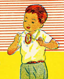 Little Boys Prints: Boy Playing with Toy