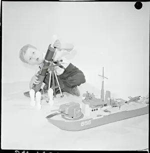 Mortar Prints: Boy Playing with Toys
