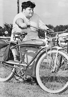 Bicyclist Prints: Boy Pushing Bicycle