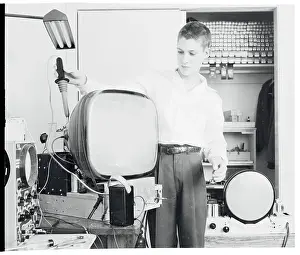 Atherton Prints: Boy Repairing a TV