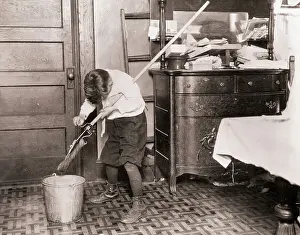 Pail Prints: Boy Ringing Out a Mop