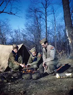 Boy Scouts Roasting Food