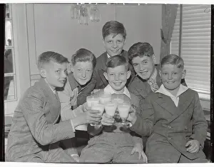 Boy Scouts Toasting with Milk Shakes