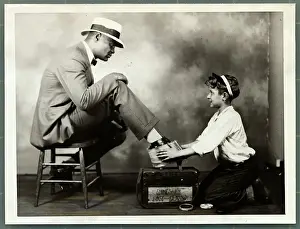 Boy Shining Harry Wills Shoes