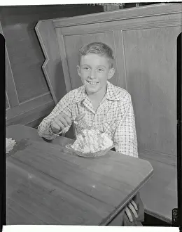 Ice Cream Prints: Boy Starting to Eat Large Ice Cream Sundae