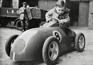 Toy Car Prints: Boy Trying New Toy Speed Car