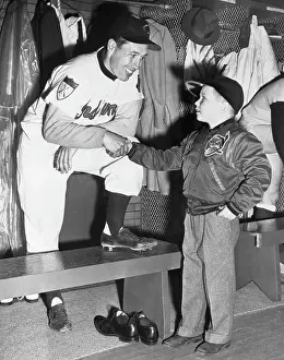 Boy W/Bob Feller In Locker Room