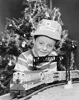 Electric Prints: Boy Watching His Electric Train
