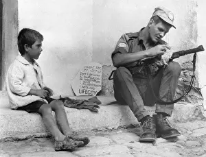 Nicosia Prints: Boy Watching a Soldier