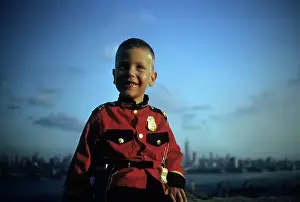 Iconic 50s Prints: Boy Wears Canadian Mountie Uniform