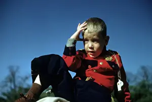 Iconic 50s Prints: Boy Wears Canadian Mountie Uniform