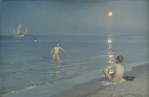 National Collection of Denmark Collection: Boys Bathing at Skagen. Summer Evening 1899 by Peder Severin Kr├©ye