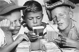 Collector Prints: Boys Collecting Baseball Cards