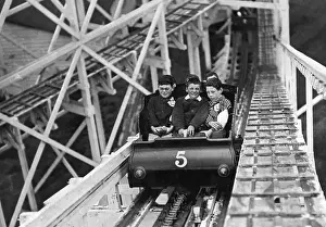 Amusement Park Prints: Boys Excited on Roller Coaster