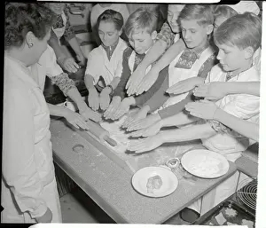 Pre Teen Prints: Boys Getting Hands Inspected Before Cooking Class