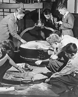 Corn Prints: Boys Grinding Corn In Mill