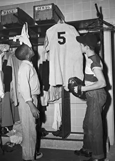 Boys Looking at DiMaggio's Jersey