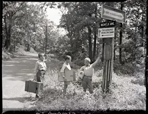 Tuberculosis Prints: Boys Looking At Sign To Health Camp