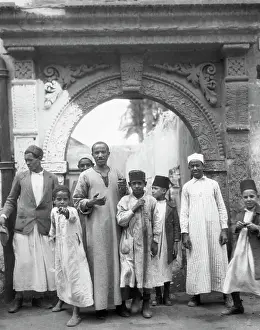 Cairo Prints: Boys & Men Under Arch in Cairo