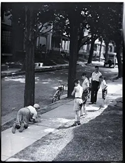 Marbles Prints: Boys Play Marbles On The Sidewalk