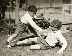 Boys playing baseball