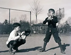 Batting Prints: Boys Playing Baseball